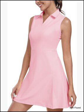 Sleeveless Athletic Polo Dress with Pockets, Lightweight Stretch Fabric